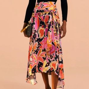 Farm Rio Black Enchanted Nature Lenzing™ Ecovero™ Viscose Midi Skirt